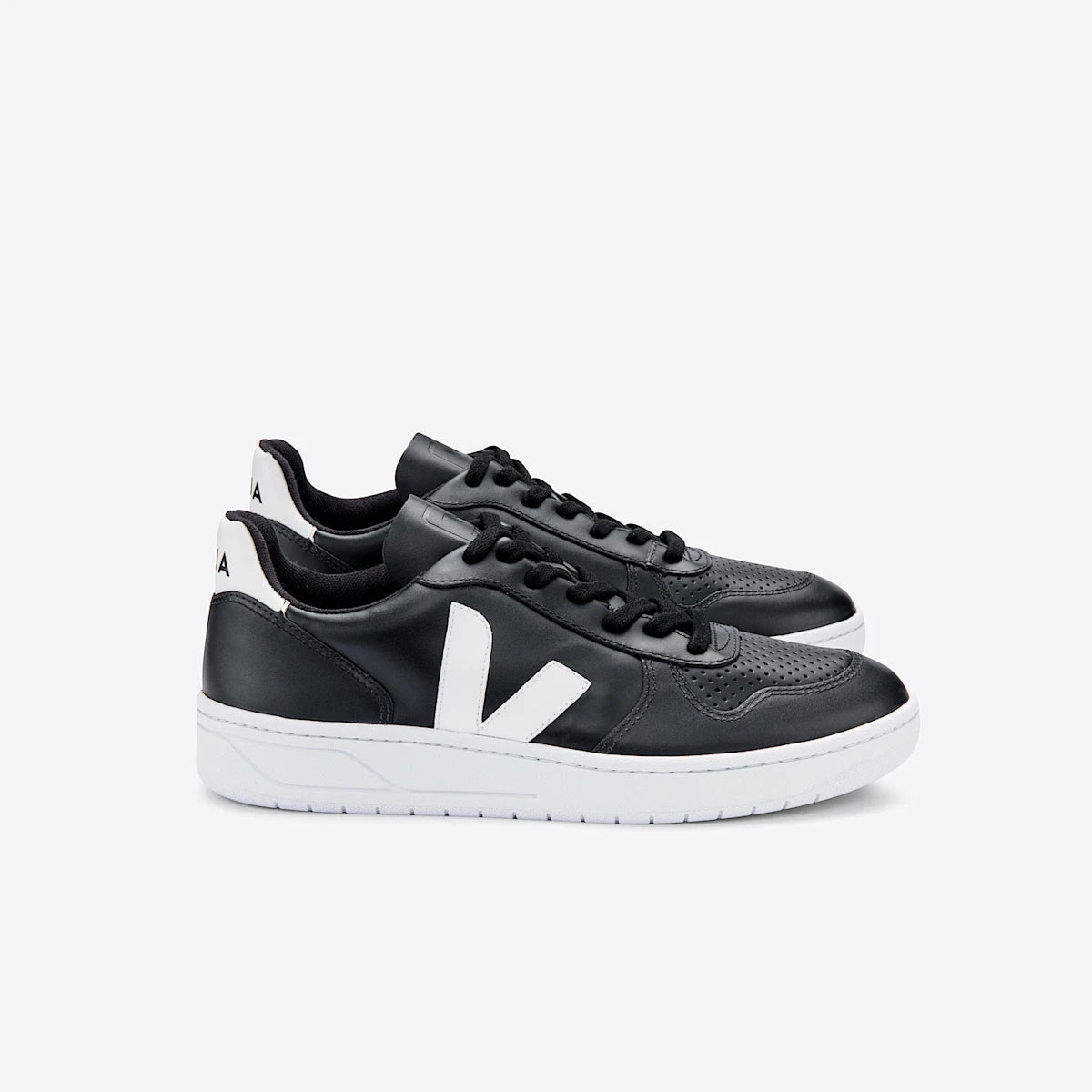 V-10 LEATHER BLACK WHITE WHITE SOLE